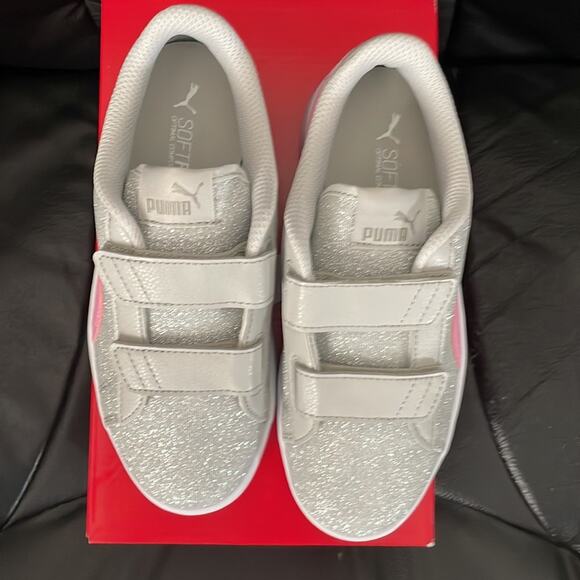 Puma Girl’s Gray Violet & Pink Glitz Glam Smash Sneaker Size 2 New in box - Picture 7 of 8